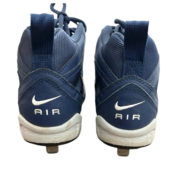 Nike Air Baseball Cleats Men Size 10 Navy Blue High Top Metal - Picture 1 of 5